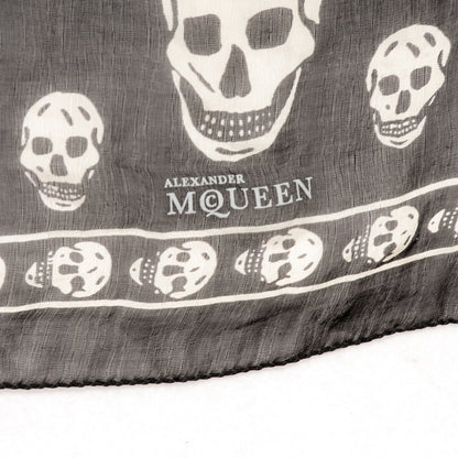 Alexander McQueen Silk Chiffon Skull Scarf Black Ivory 4 of 8
