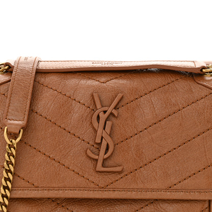 Saint Laurent Crinkled Calfskin Matelasse Monogram Baby Niki Chain Satchel Light Caramel 8 of 10