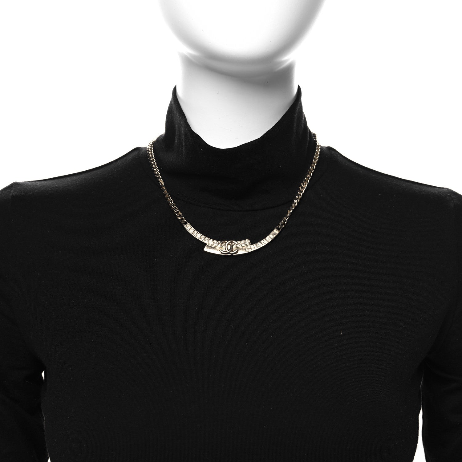 Chanel Crystal CC Choker Necklace Gold 2 of 4
