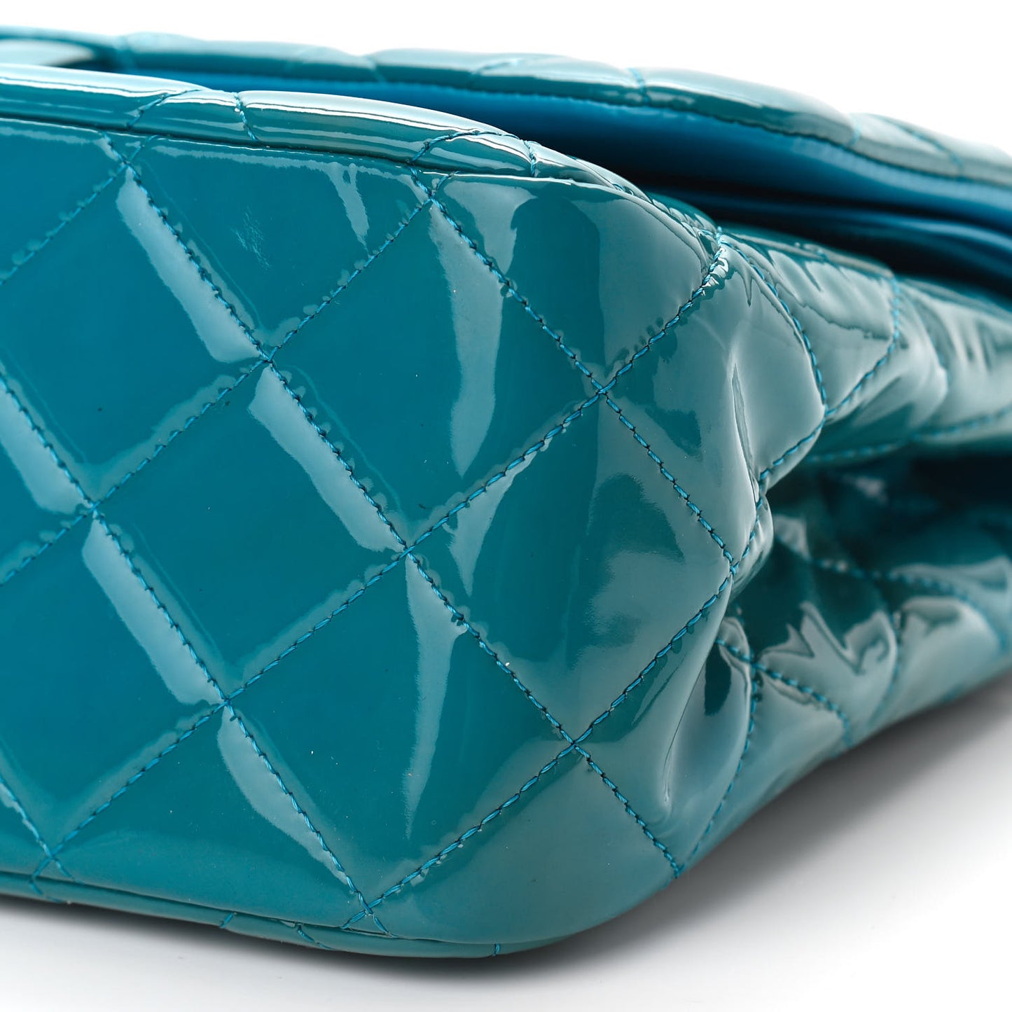 Patent Quilted Jumbo Double Flap Blue