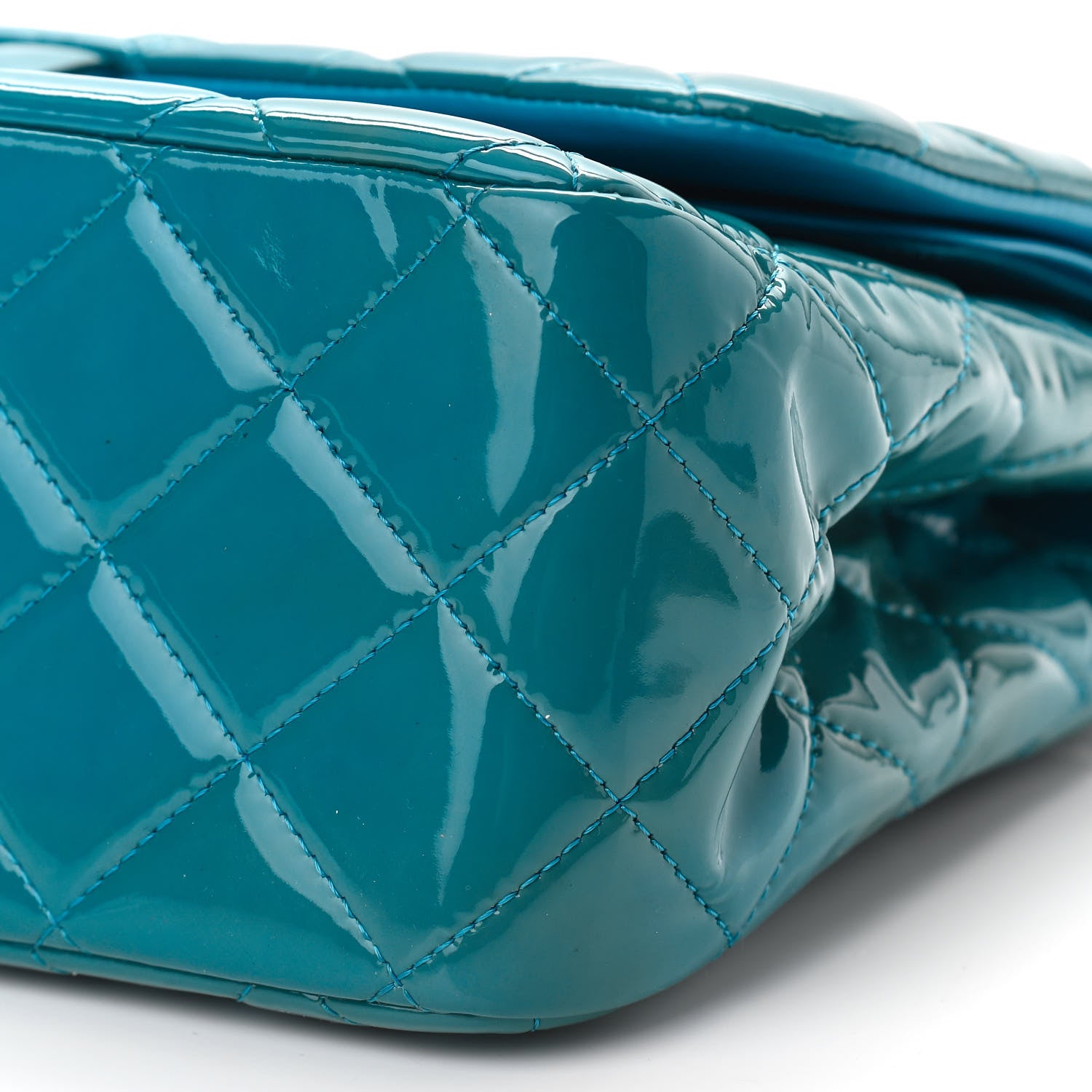 Chanel Patent Quilted Jumbo Double Flap Blue 10 of 10