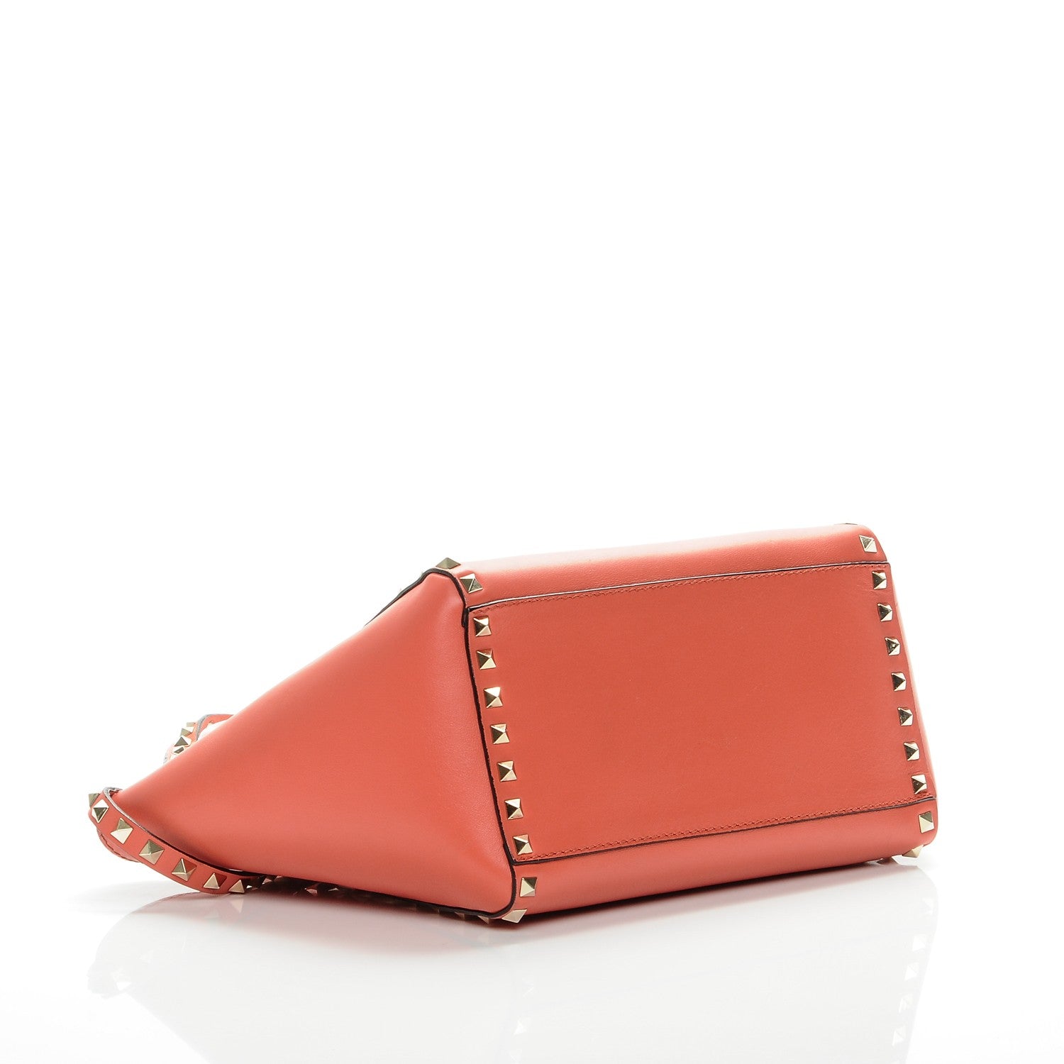 Valentino Garavani Vitello Small Rockstud Double Handle Tote Coral 4 of 8
