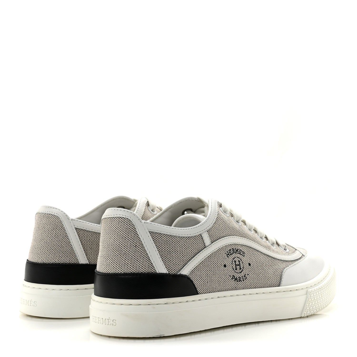 Hermes Canvas Calfskin Get Sneakers 38 Prunoir Blanc 5 of 11