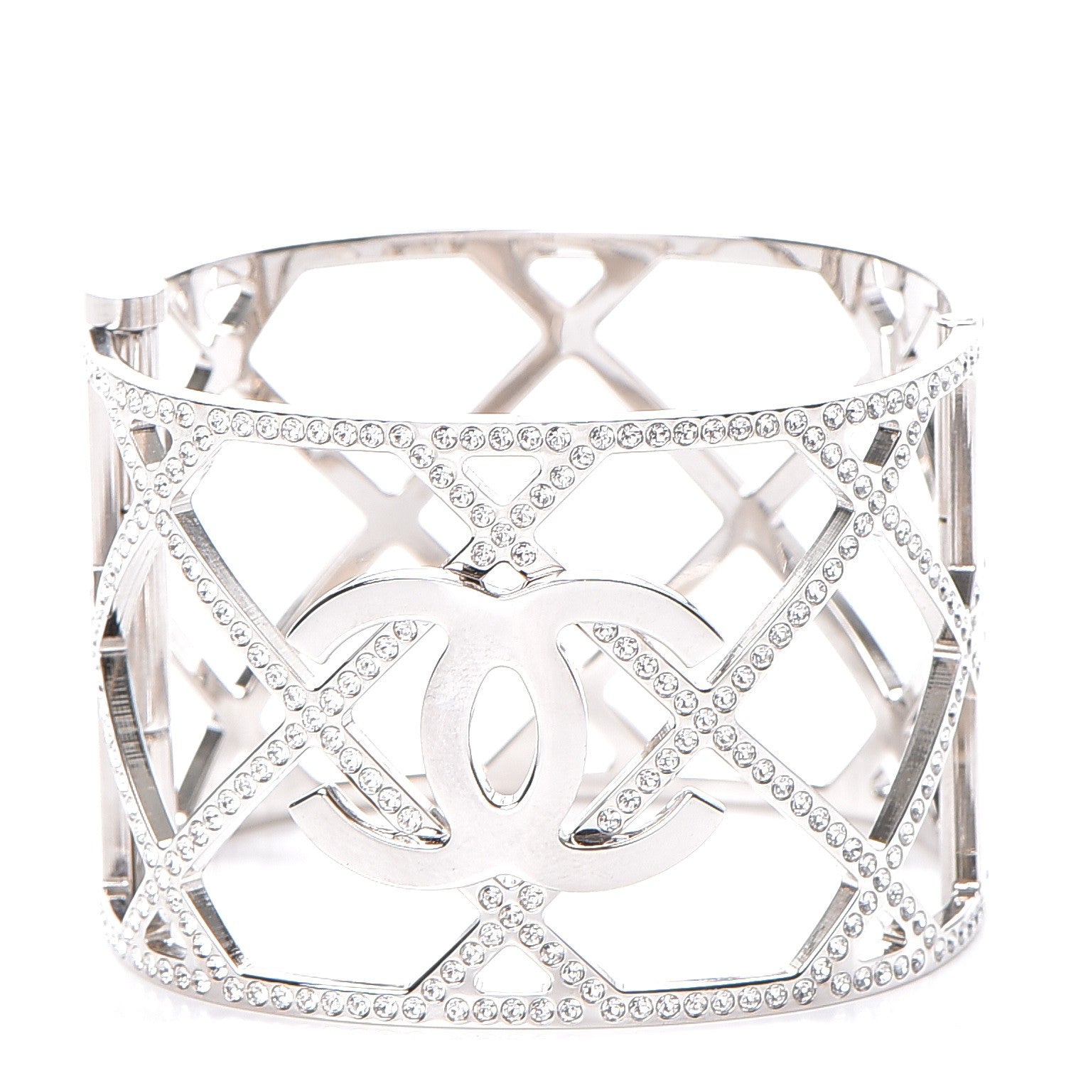 Chanel Crystal CC Cuff Silver 1 of 7