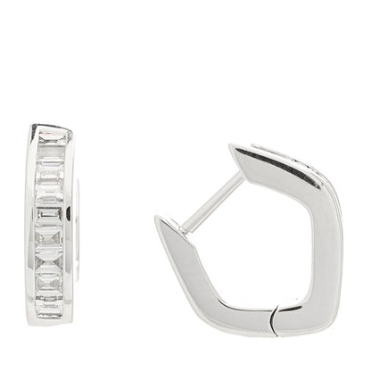 Anita Ko 18K White Gold Diamond Baguette Georgie Huggie Earrings 1 of 5