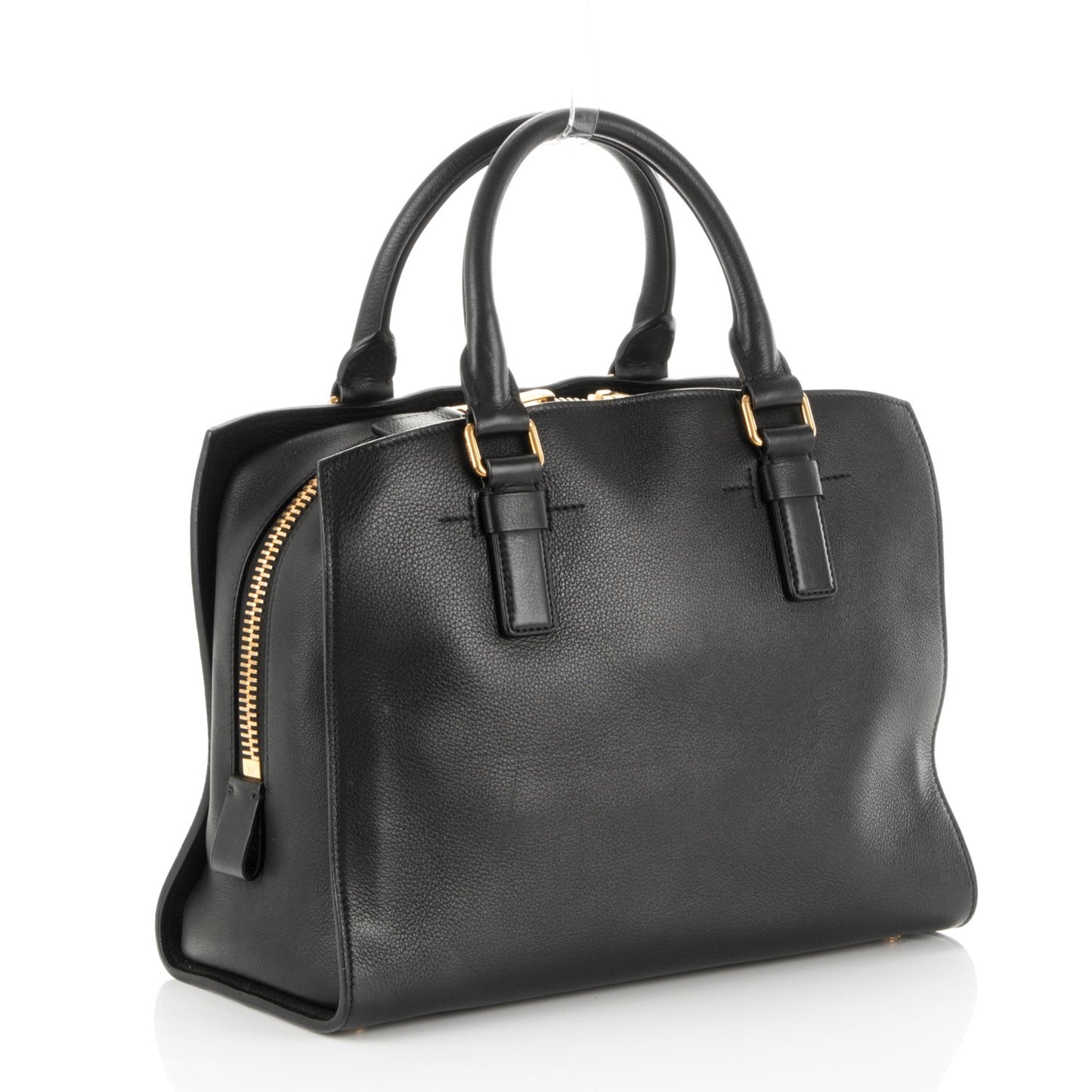 Pebbled Calfskin Top Handle Black