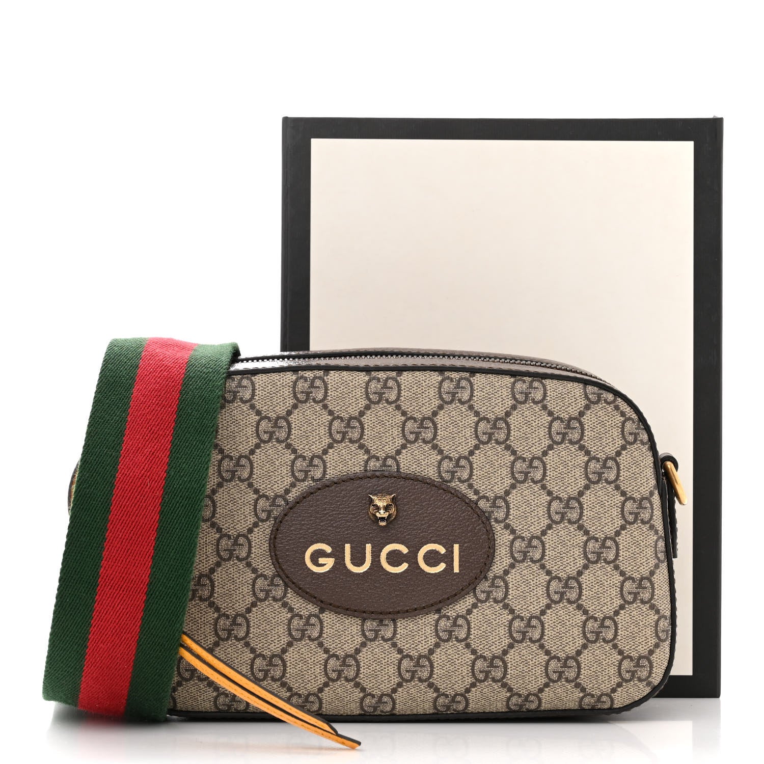 Gucci GG Supreme Monogram Web Neo Vintage Shoulder Bag Beige New Acero Crop 2 of 12