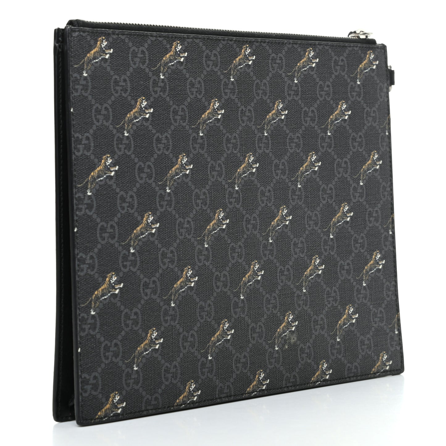 GG Supreme Monogram Tigers Zip Pouch Black Multicolor