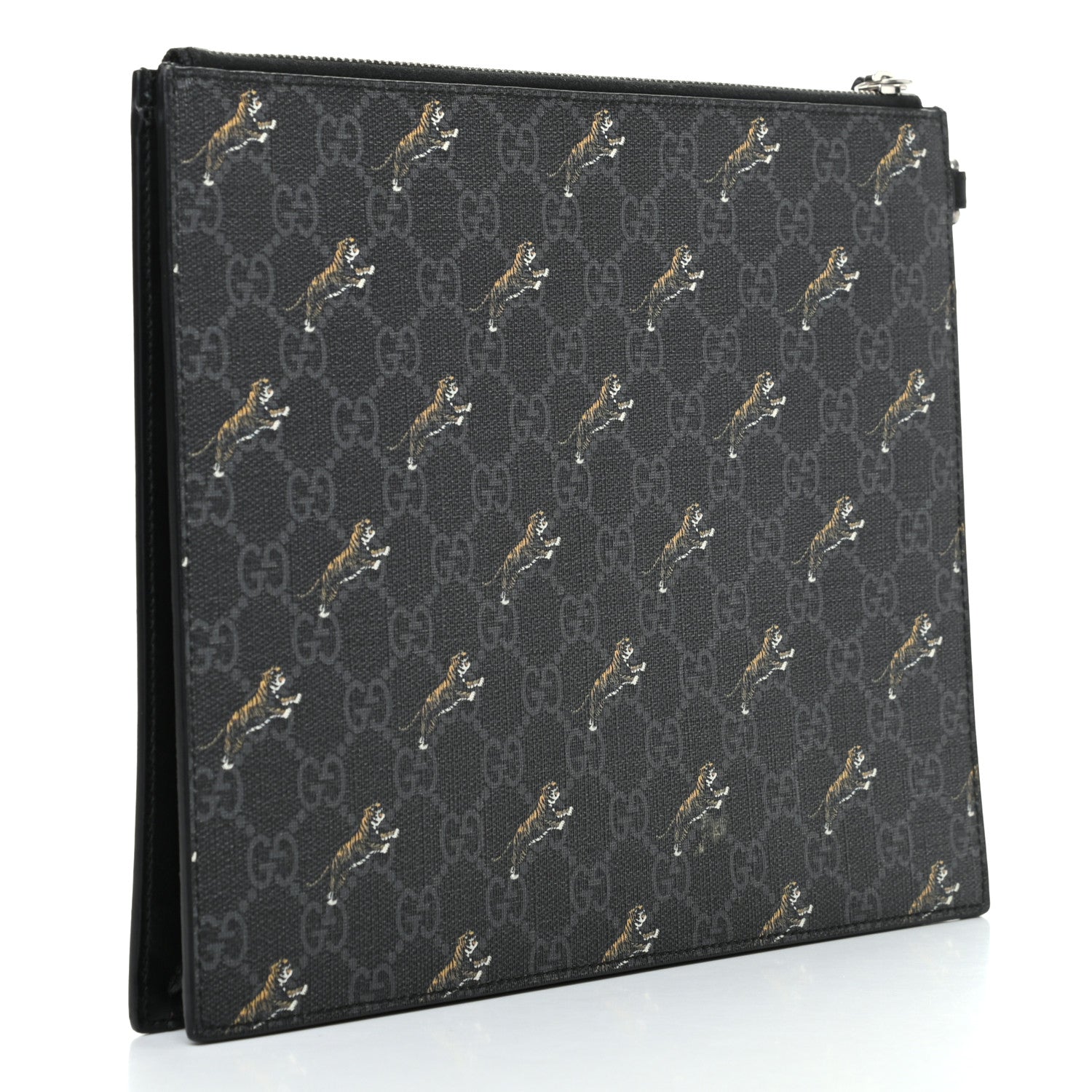 Gucci GG Supreme Monogram Tigers Zip Pouch Black Multicolor 3 of 8