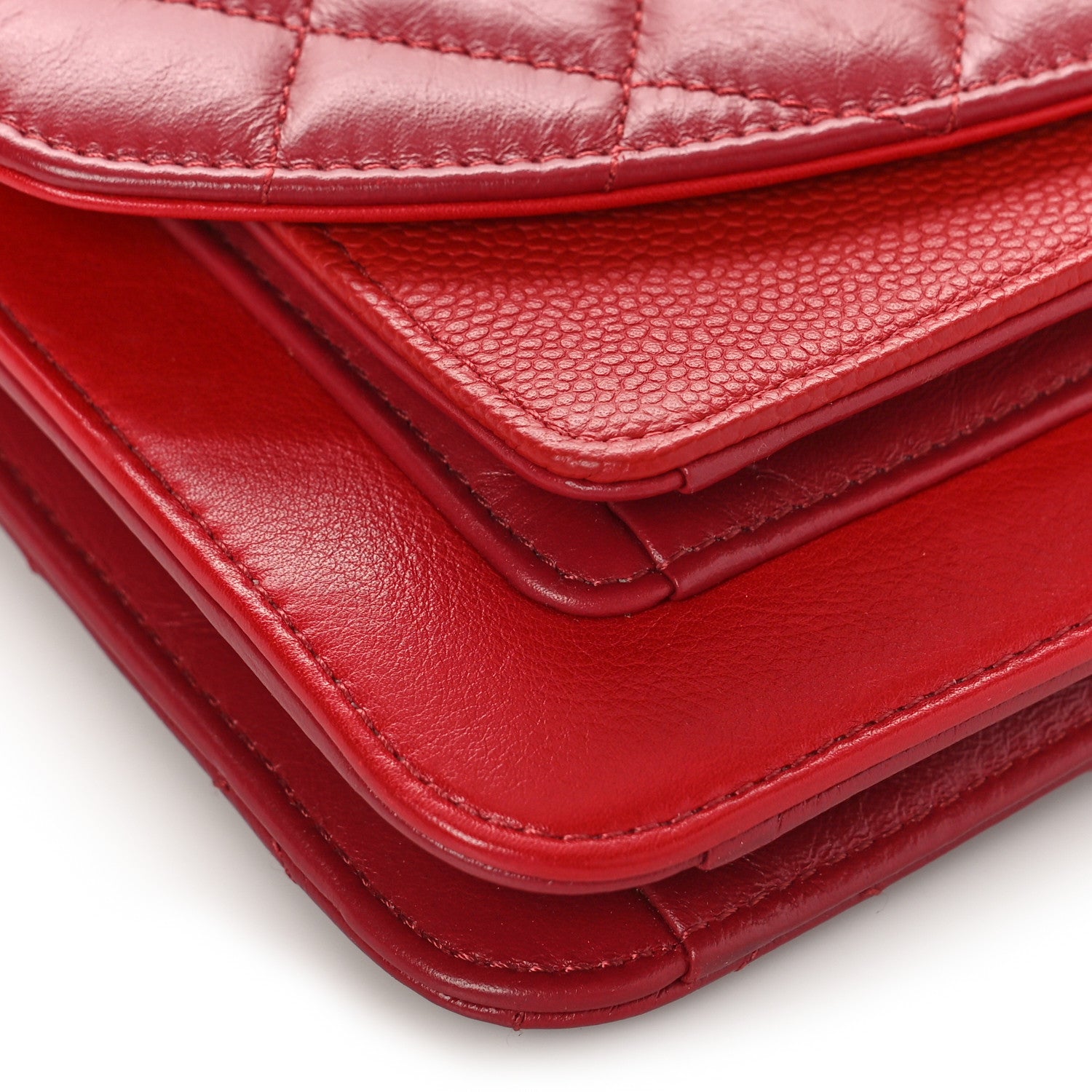Chanel Calfskin Caviar Quilted Chain Handle Flap Red 8 of 11