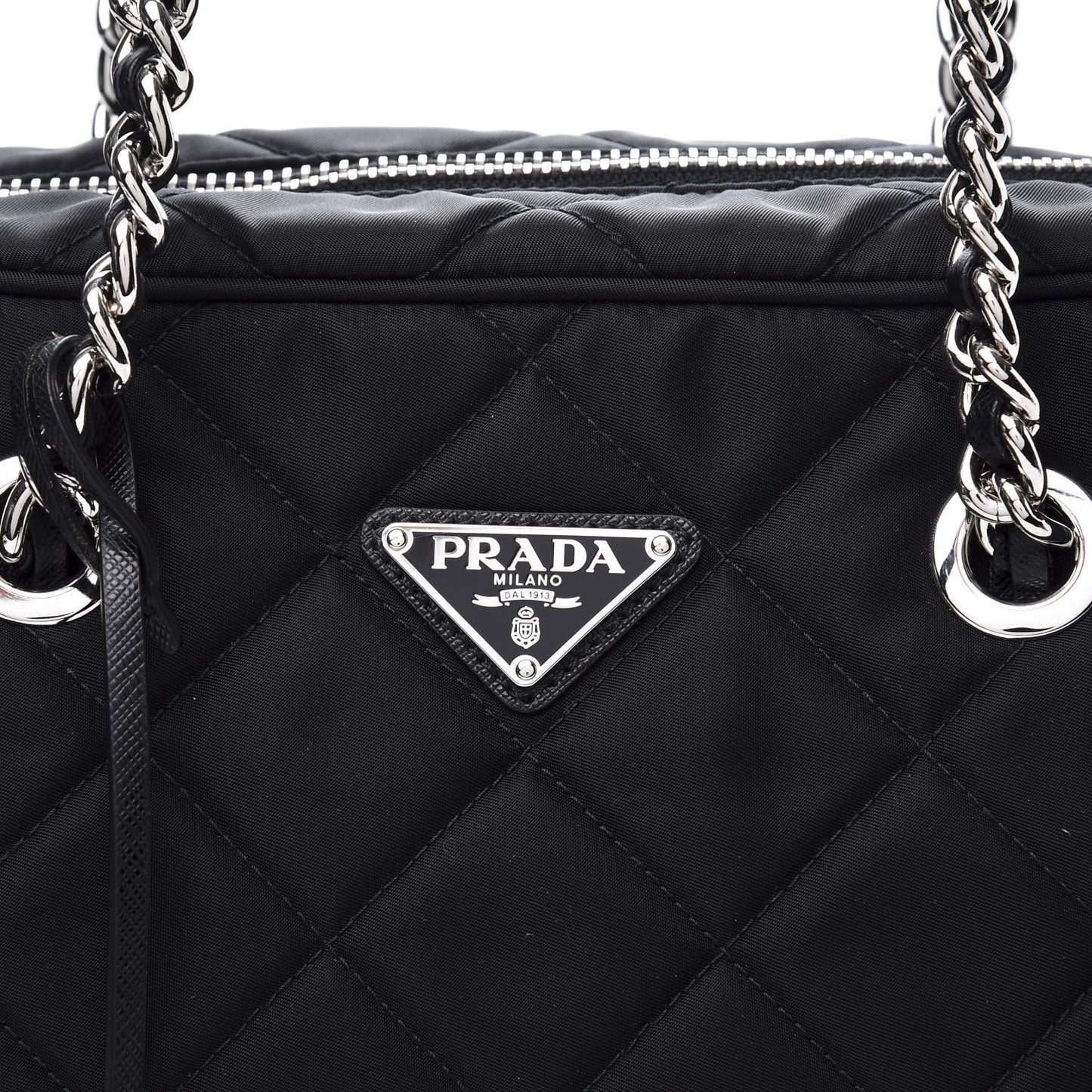 Nylon Tessuto Impuntu Quilted Shoulder Bag Black