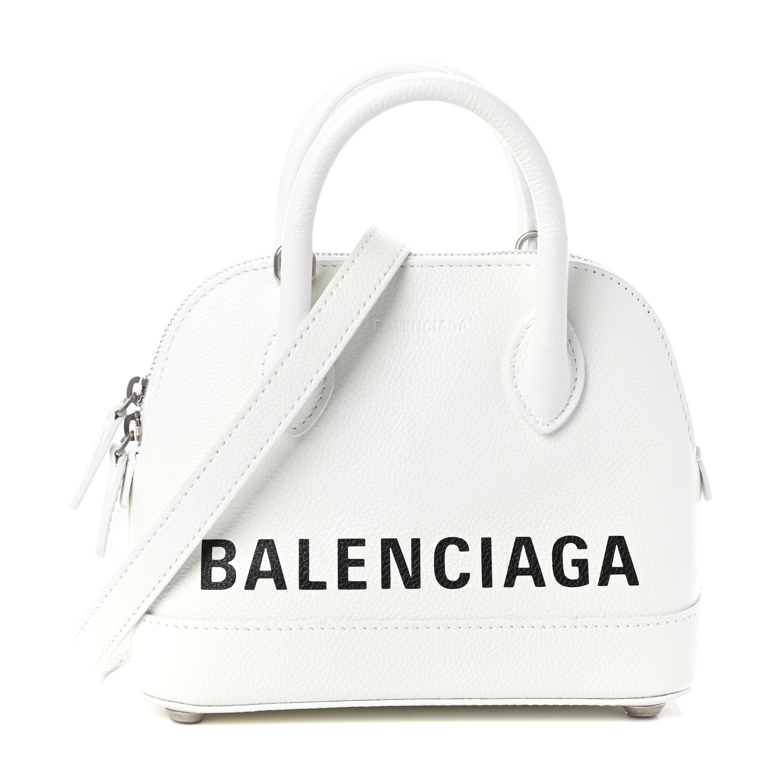 Balenciaga Grained Calfskin XXS Ville Top Handle Bag White Black 1 of 8