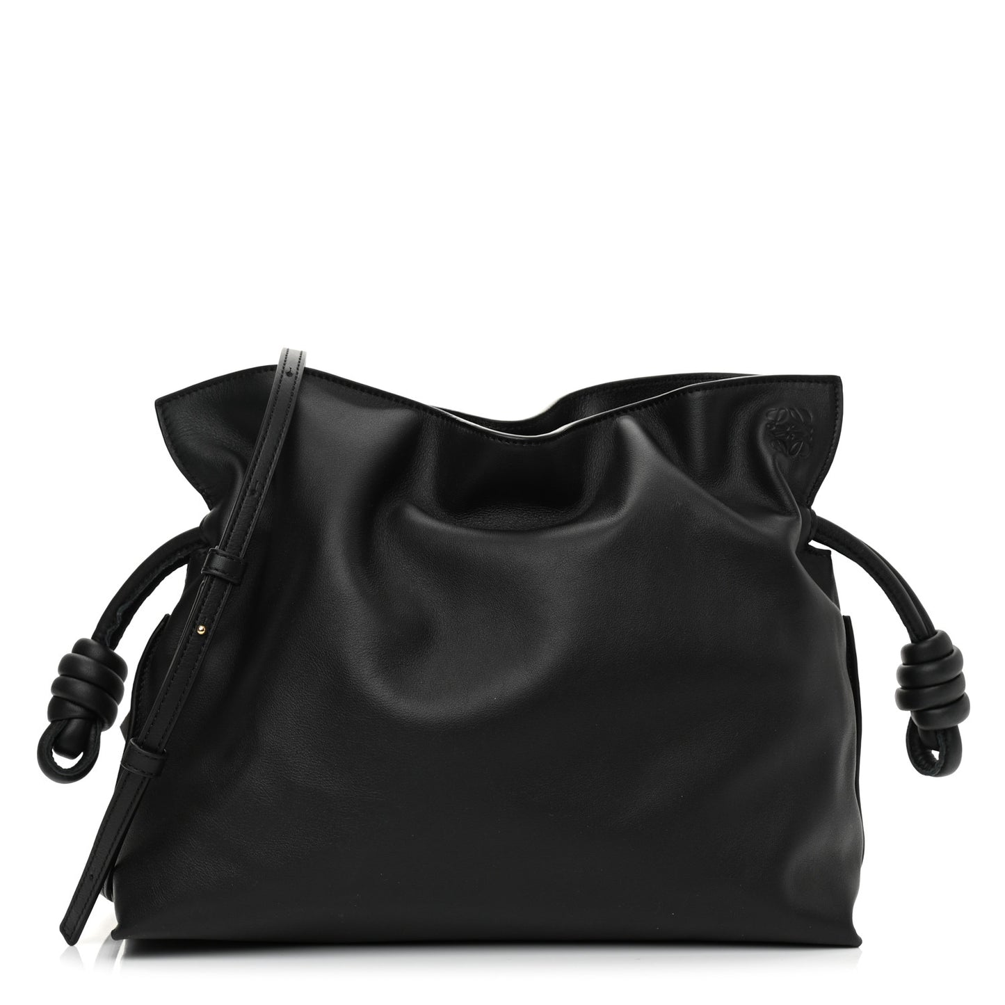 Calfskin Mini Flamenco Knot Clutch Black