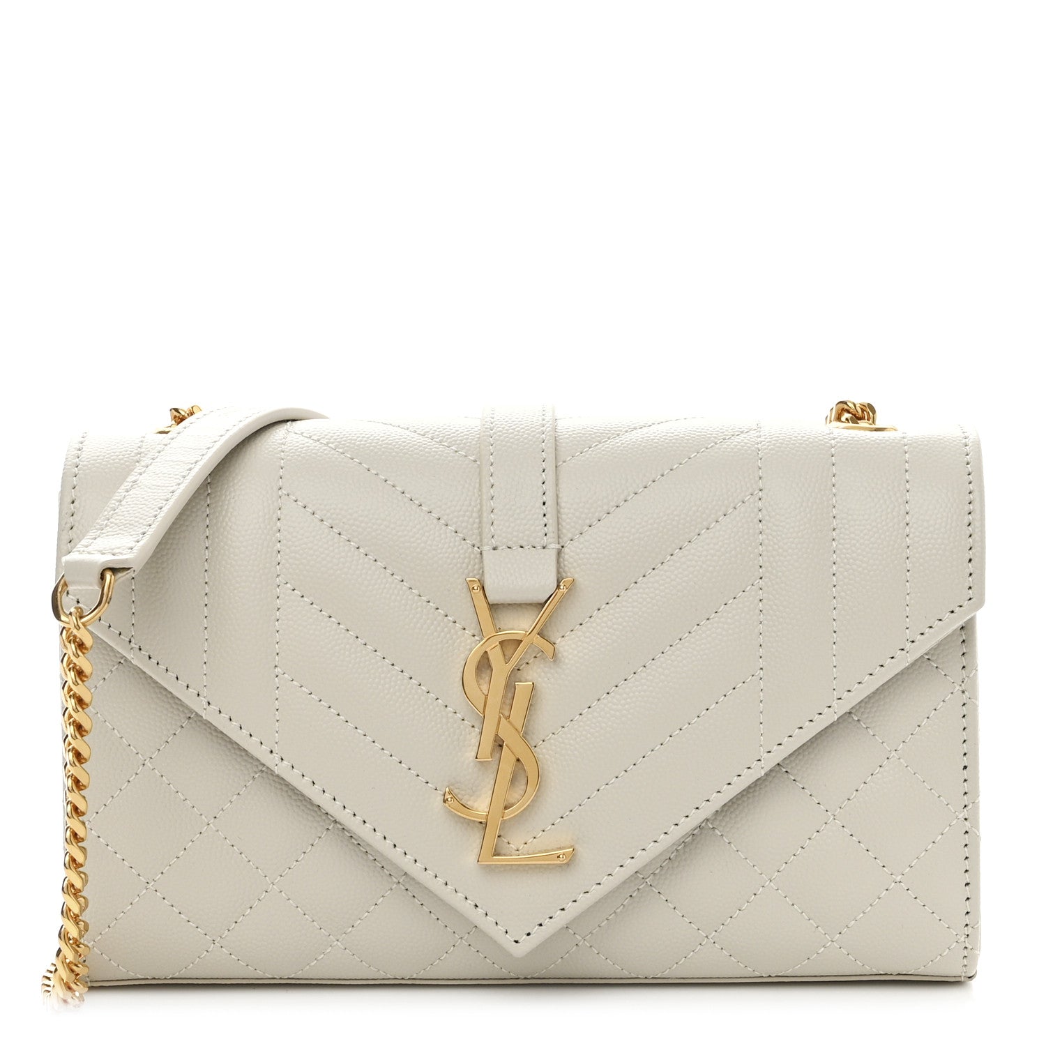 Saint Laurent Grain De Poudre Textured Mixed Matelasse Triquilt Small Monogram Satchel Crema Soft 1 of 10