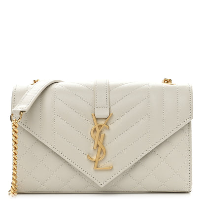 Saint Laurent Grain De Poudre Textured Mixed Matelasse Triquilt Small Monogram Satchel Crema Soft 1 of 10