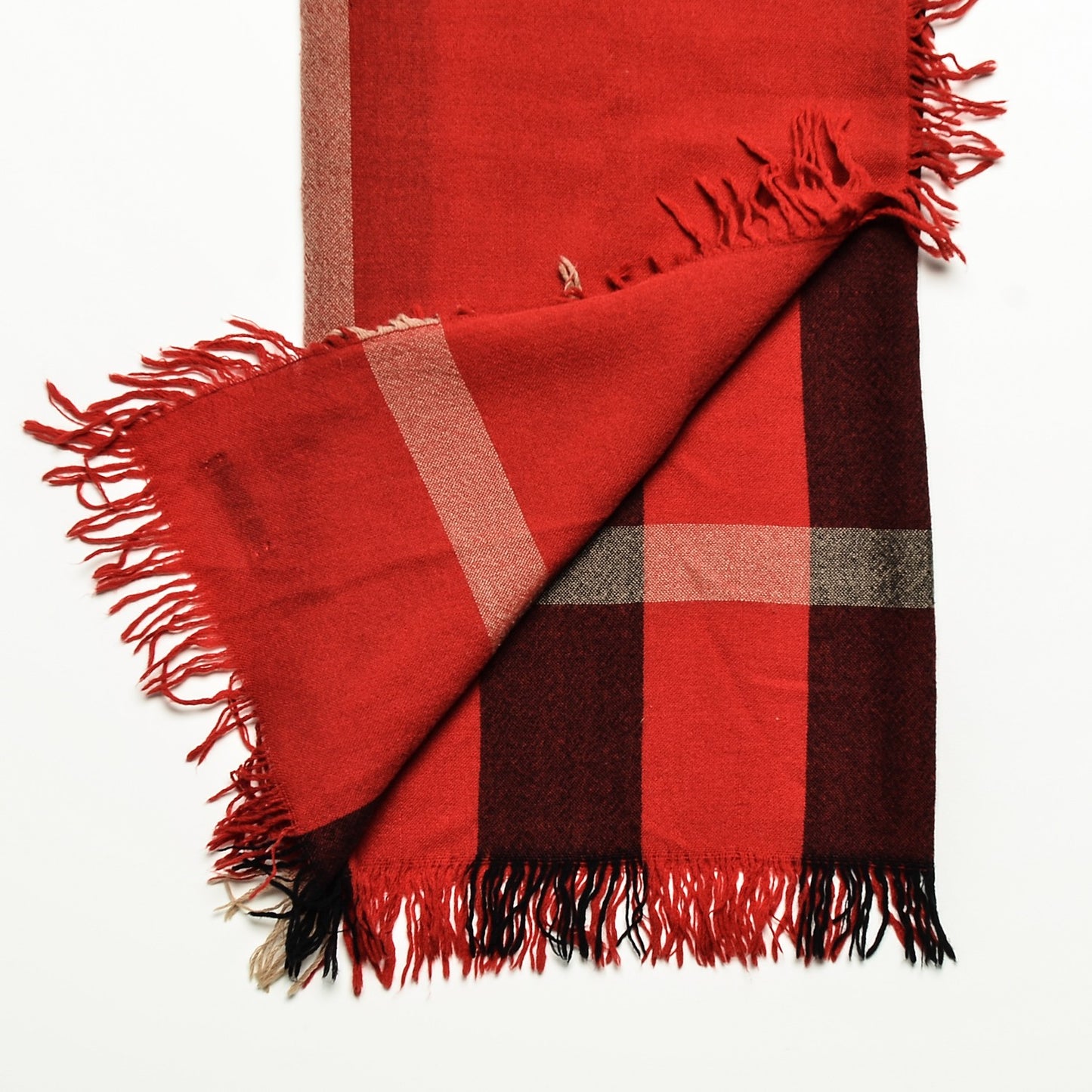 Cashmere Merino Wool House Check Scarf Red