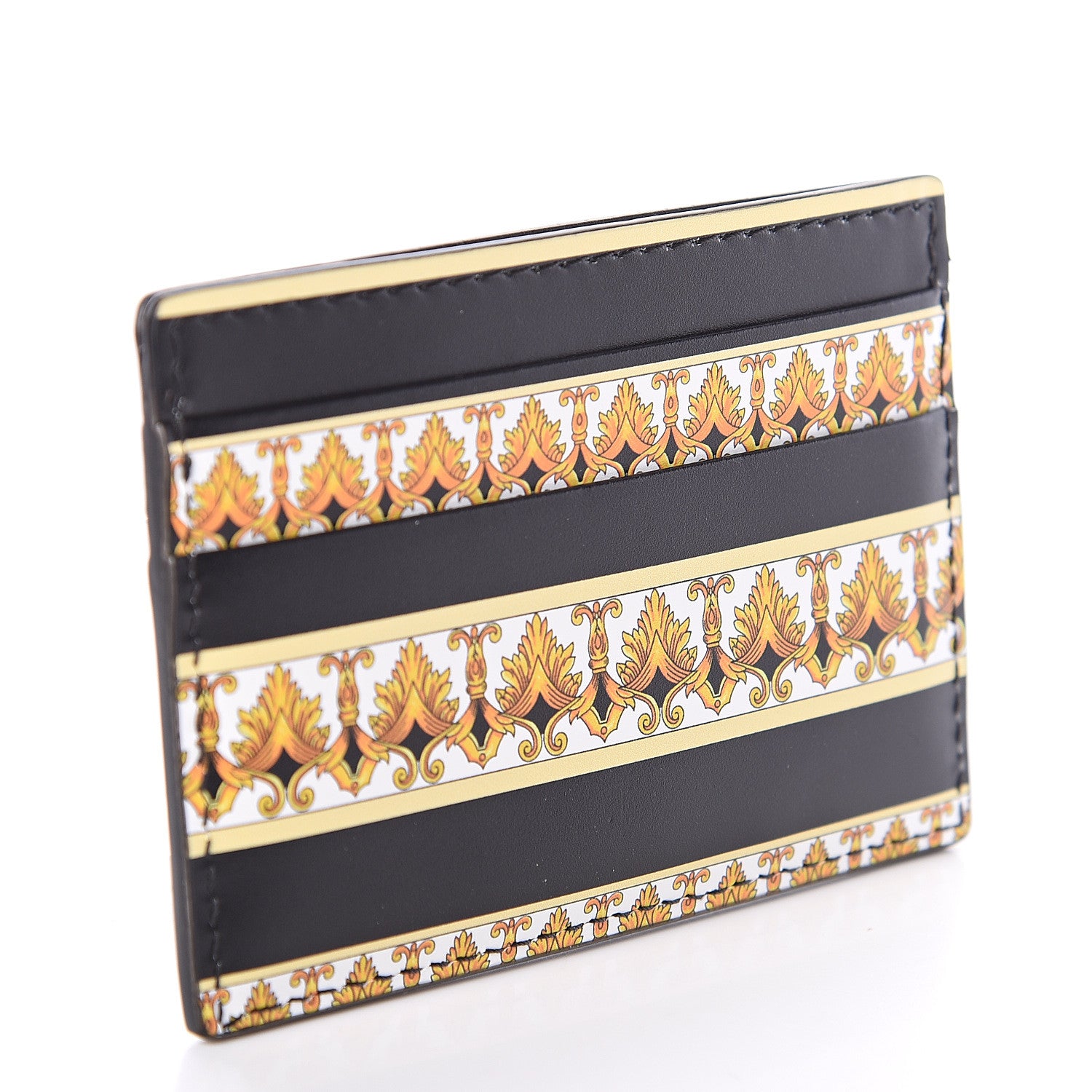 Versace Calfskin Baroque Print Card Holder Black 2 of 5