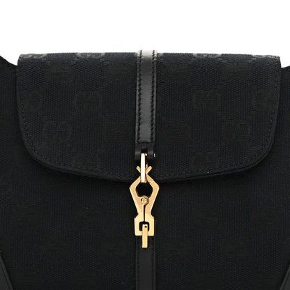 Gucci Calfskin Monogram Bamboo Handle Jackie O Hobo Black 8 of 10