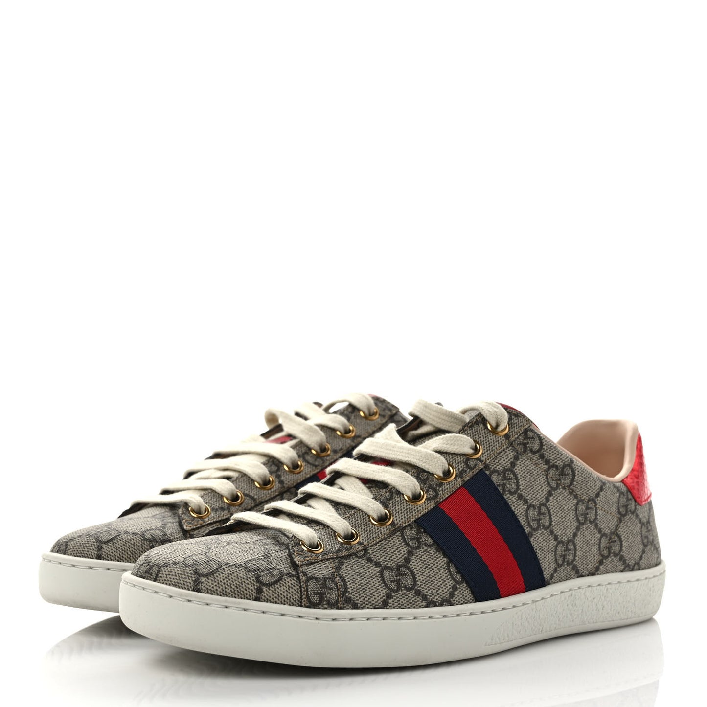 GG Supreme Monogram Womens Ace Low-Top Sneaker 38.5 Beige