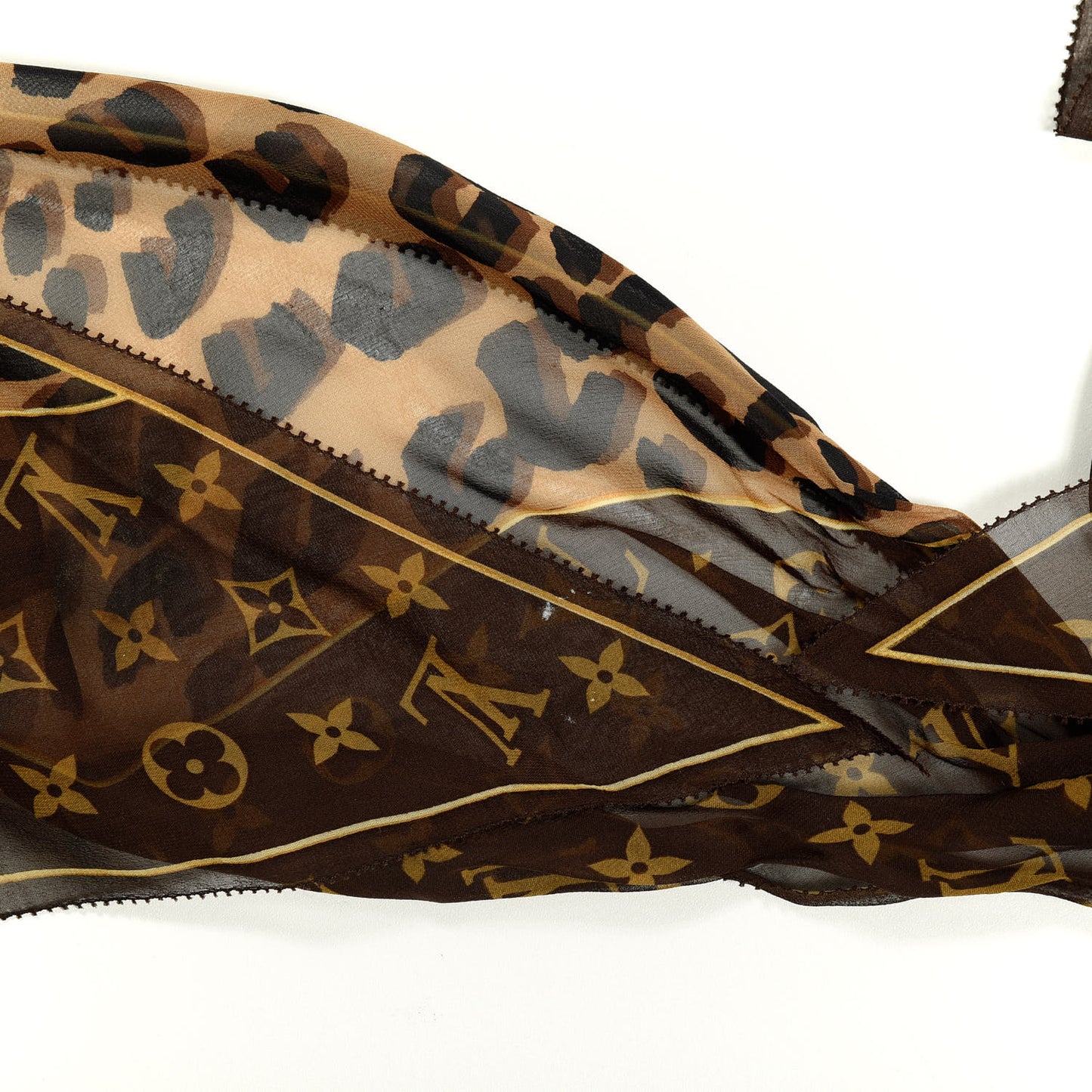 Silk Crepe Leopard Monogram Scarf