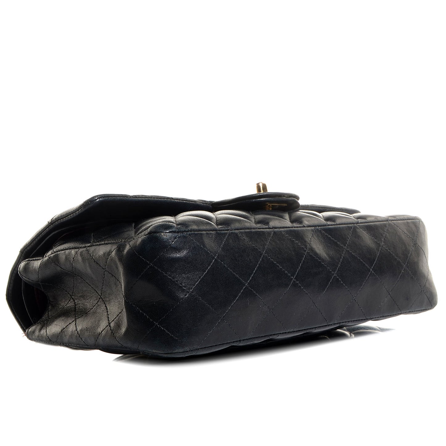 Lambskin Medium Double Flap Navy Blue