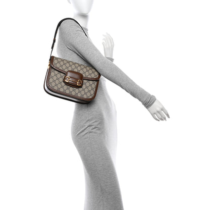 Gucci GG Supreme Monogram Horsebit 1955 Shoulder Bag Beige Brown Sugar 2 of 11