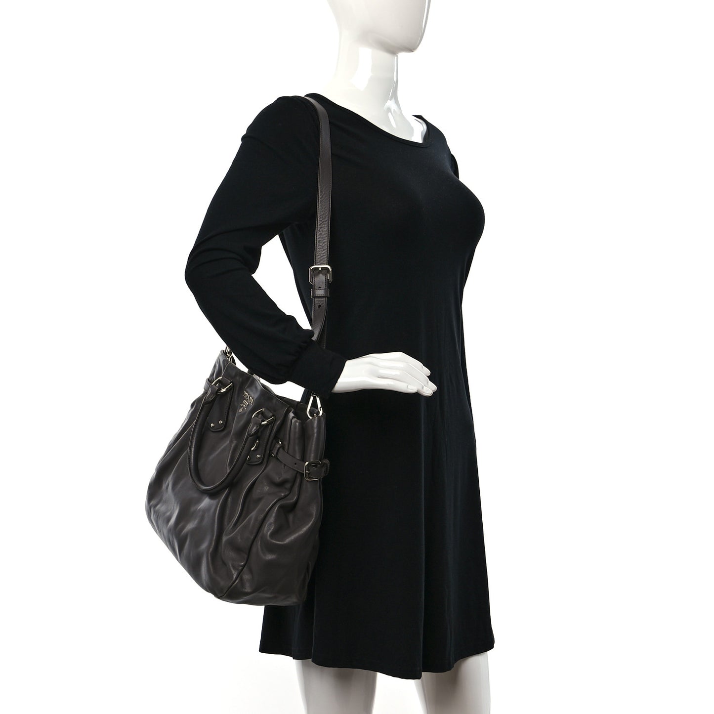 Soft Calf Shoulder Bag Dark Grey