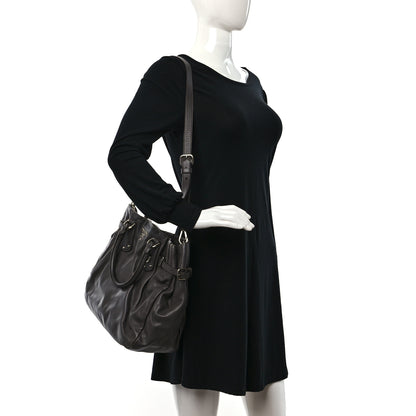 Prada Soft Calf Shoulder Bag Dark Grey 2 of 12