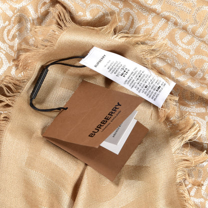 Burberry Silk Wool Monogrammed TB Print Square Scarf Honey 3 of 3