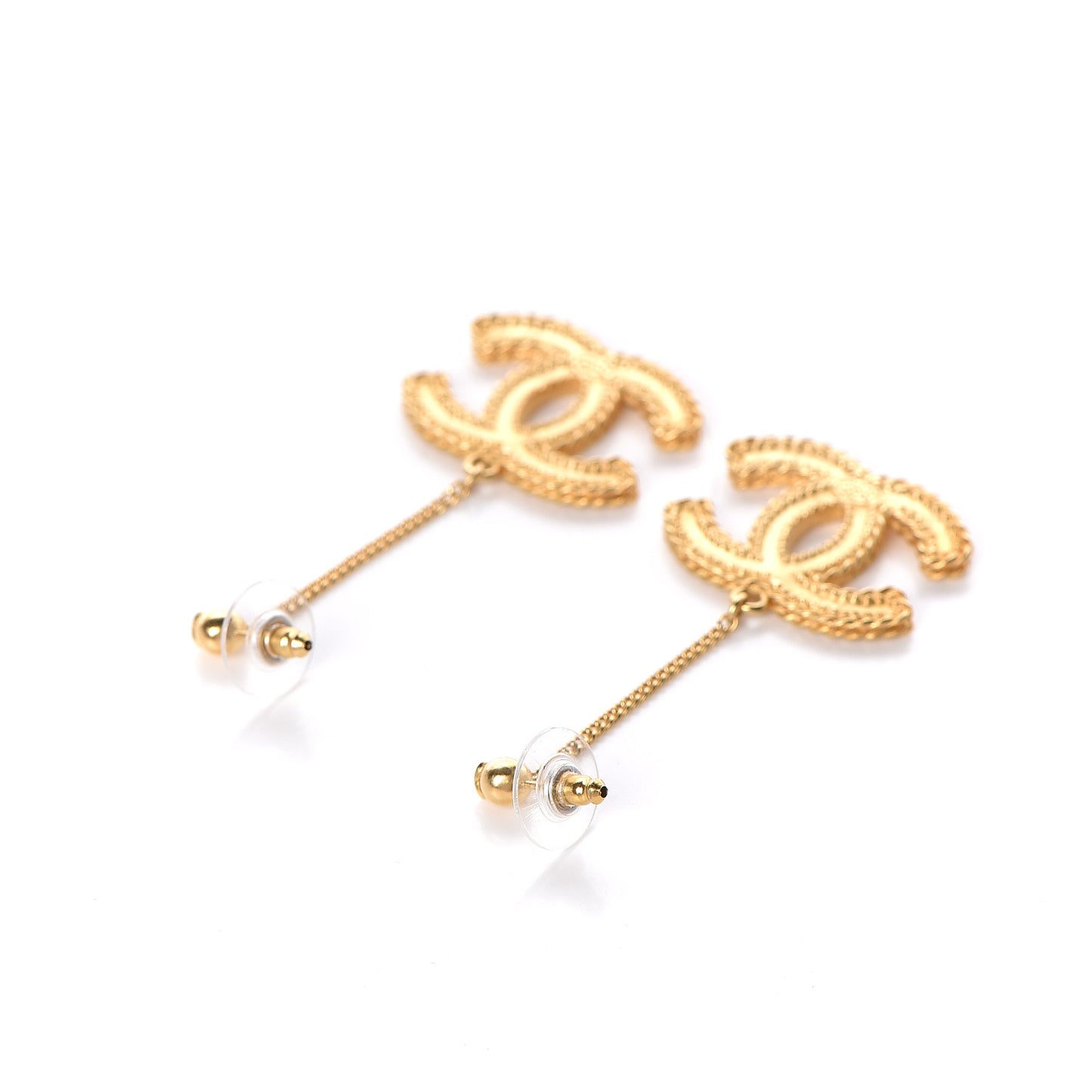 CC Drop Earrings Matte Gold