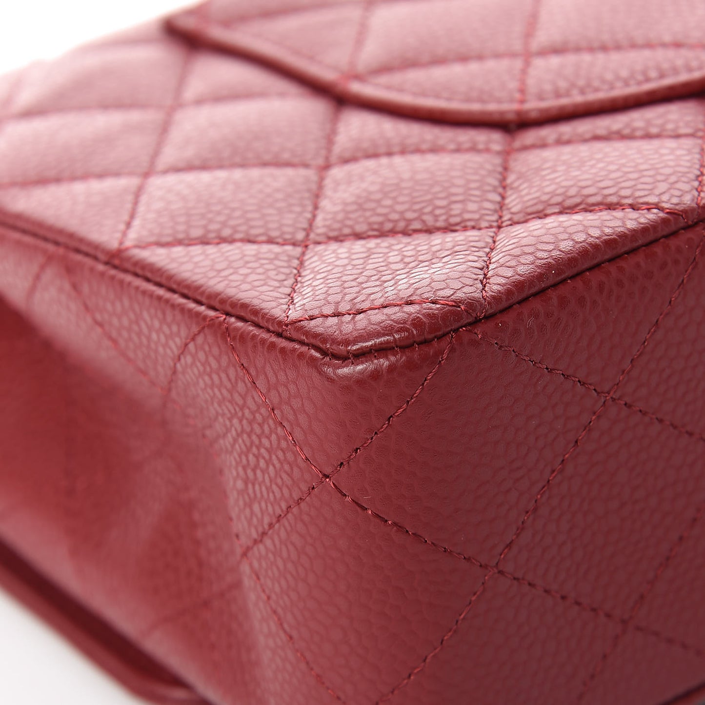 Caviar Quilted Medium Double Flap Red