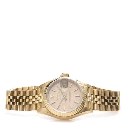 Rolex 18K Yellow Gold 26mm Oyster Perpetual Datejust Watch Linen 69178 3 of 6