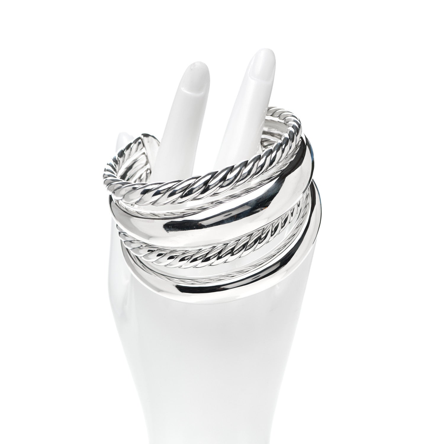 David Yurman Sterling Silver Pure Form Four-Row Cuff Bracelet 2 of 4