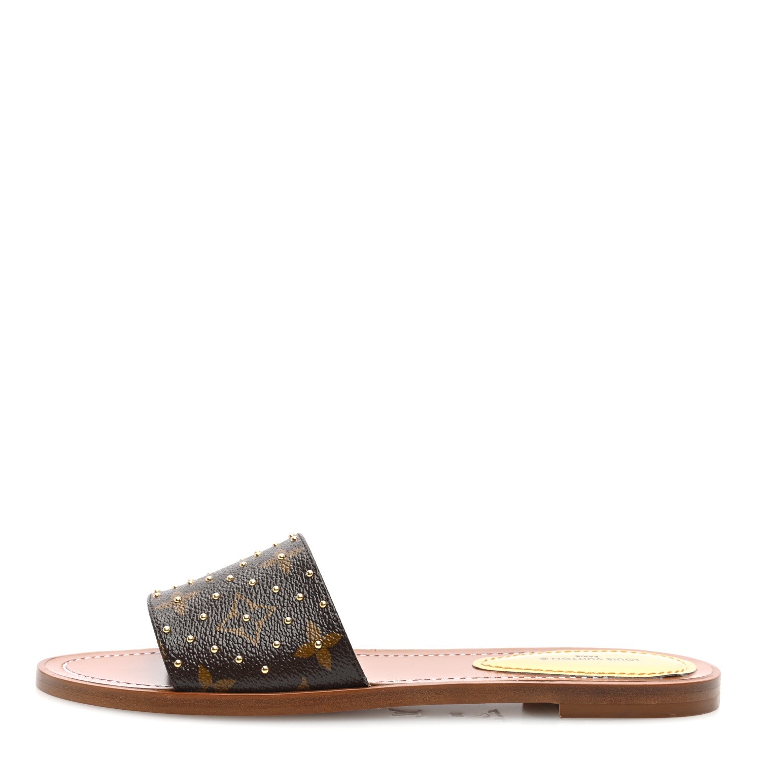 Louis Vuitton Monogram Studded Lock It Flat Mules 38 1 of 7