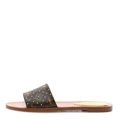 Louis Vuitton Monogram Studded Lock It Flat Mules 38 1 of 7