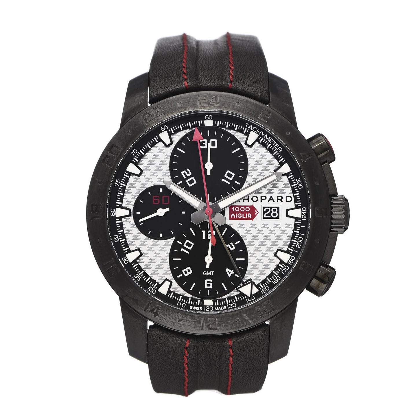 Stainless Steel Calfskin 42mm Mille Miglia Zagato Chronograph Automatic Watch Black