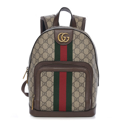 Gucci GG Supreme Monogram Calfskin Web Small Ophidia Day Backpack Beige Ebony New Acero 1 of 9
