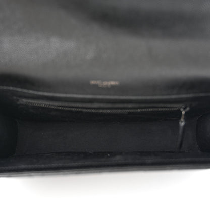 Saint Laurent Grain De Poudre Textured Mixed Matelasse Large Triquilt Monogram Monochrome Satchel Black 5 of 10