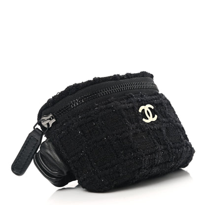 Chanel Tweed Lambskin Quilted Arm Coin Purse Black 4 of 8