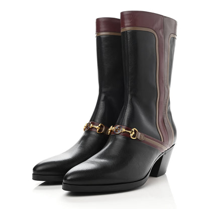 Gucci Goatskin Mens Zahara Interlocking G Horsebit Ankle Boots 9 Black Chardonnay Ardesia 3 of 9