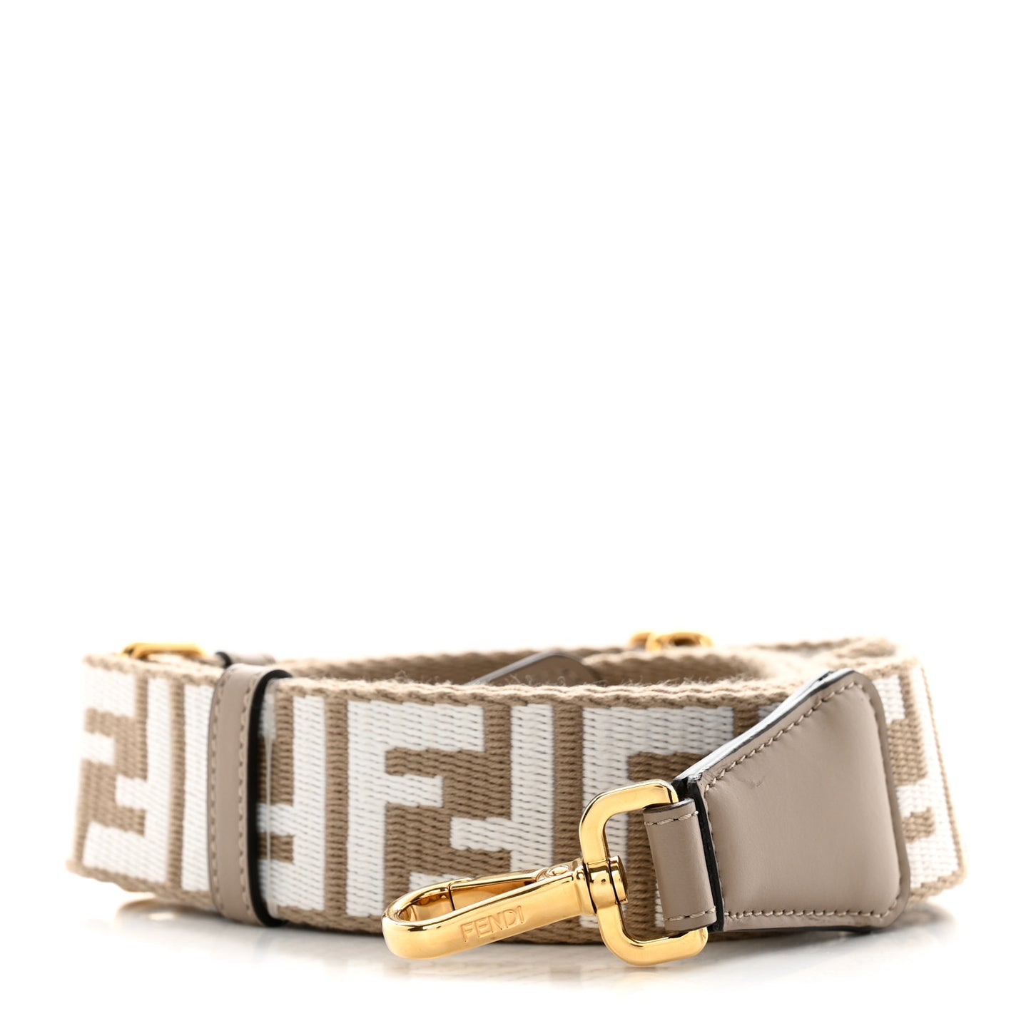 Jacquard Ribbon Vitello King FF Bi-Color Intreccio Adjustable Strap You Tortora White Anthracite