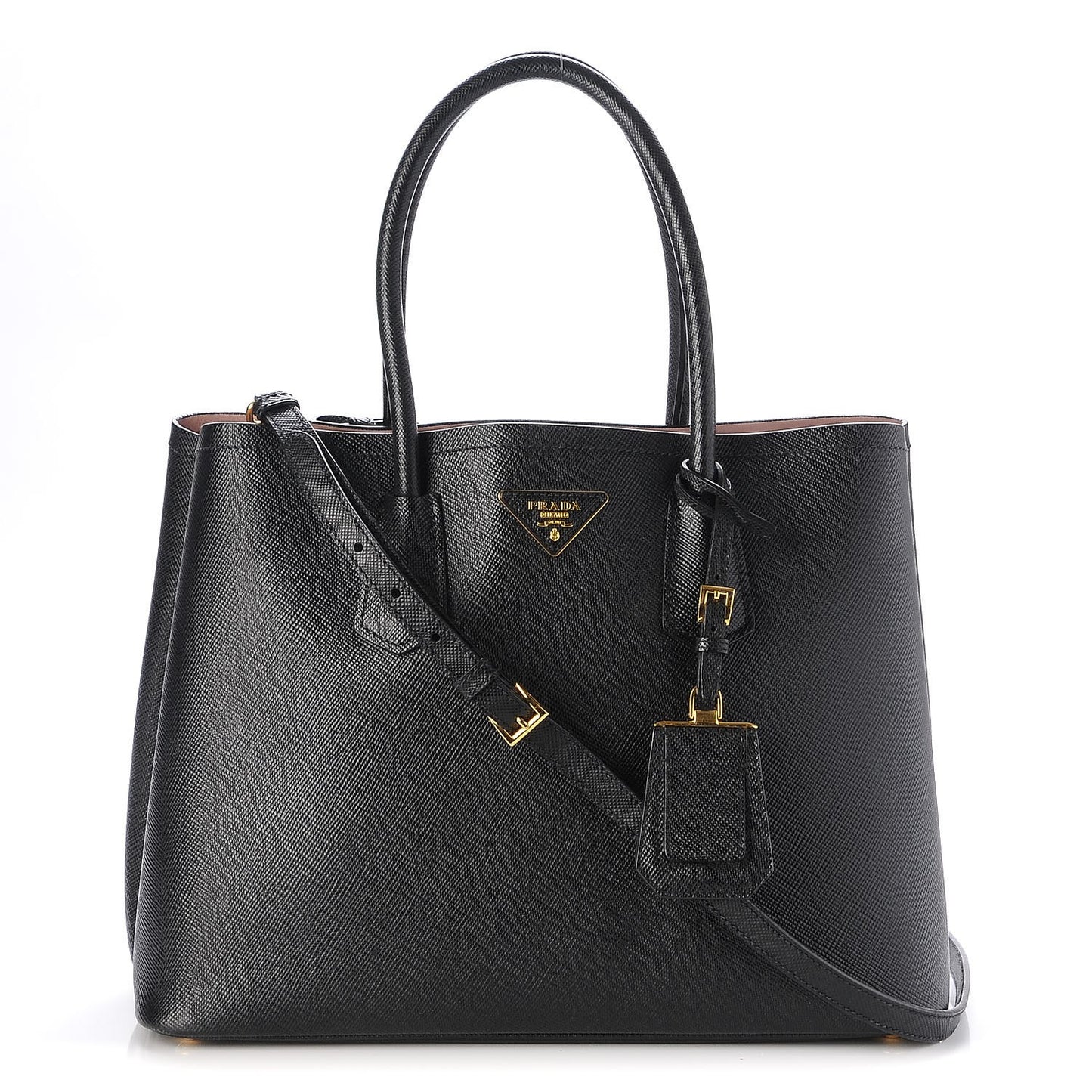 Saffiano Cuir Large Double Bag Black Mughetto