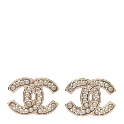 Chanel Metal Pearl CC Earrings Gold 1 of 4