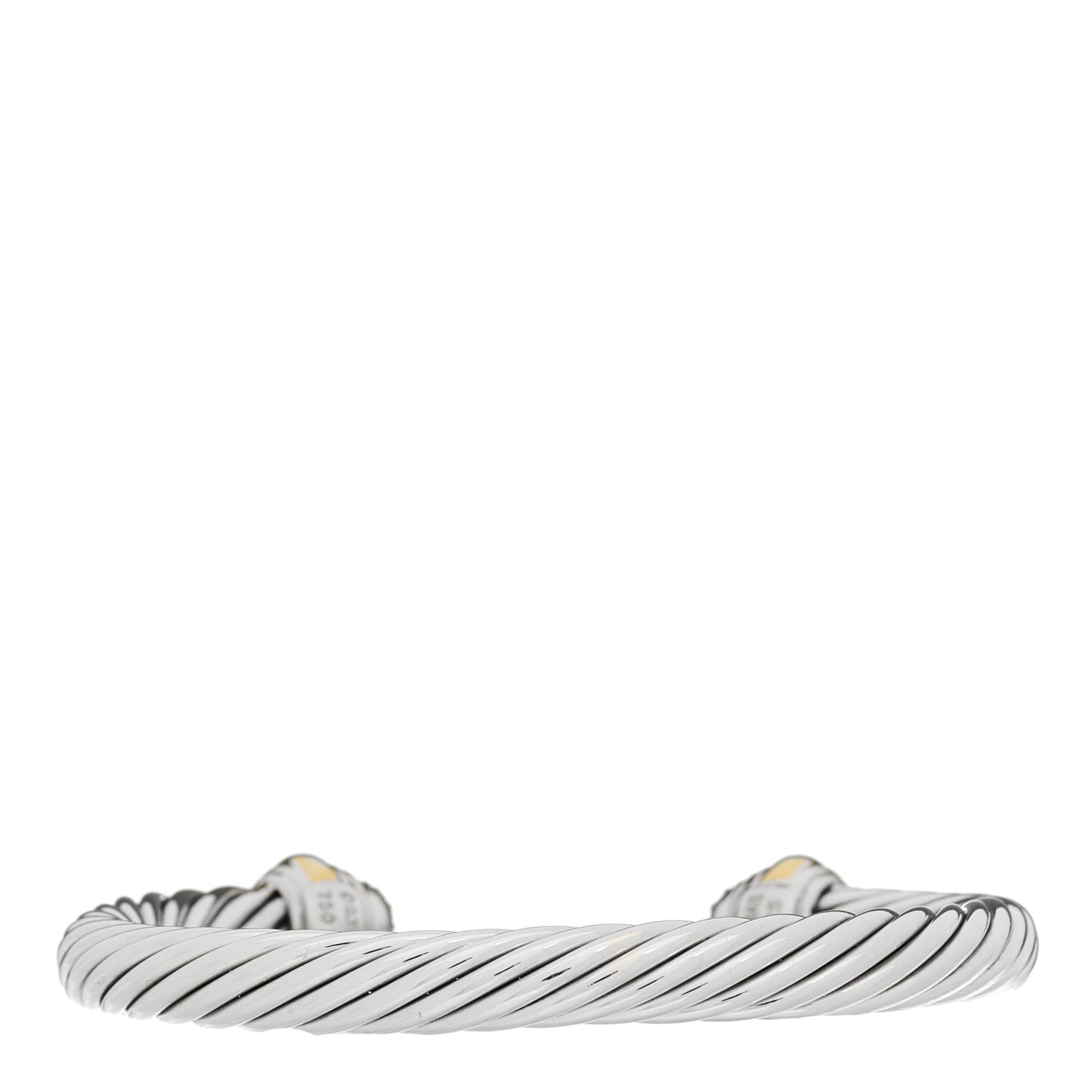 Sterling Silver 18K Yellow Gold Diamond Pave 7mm Cable Classics Bracelet