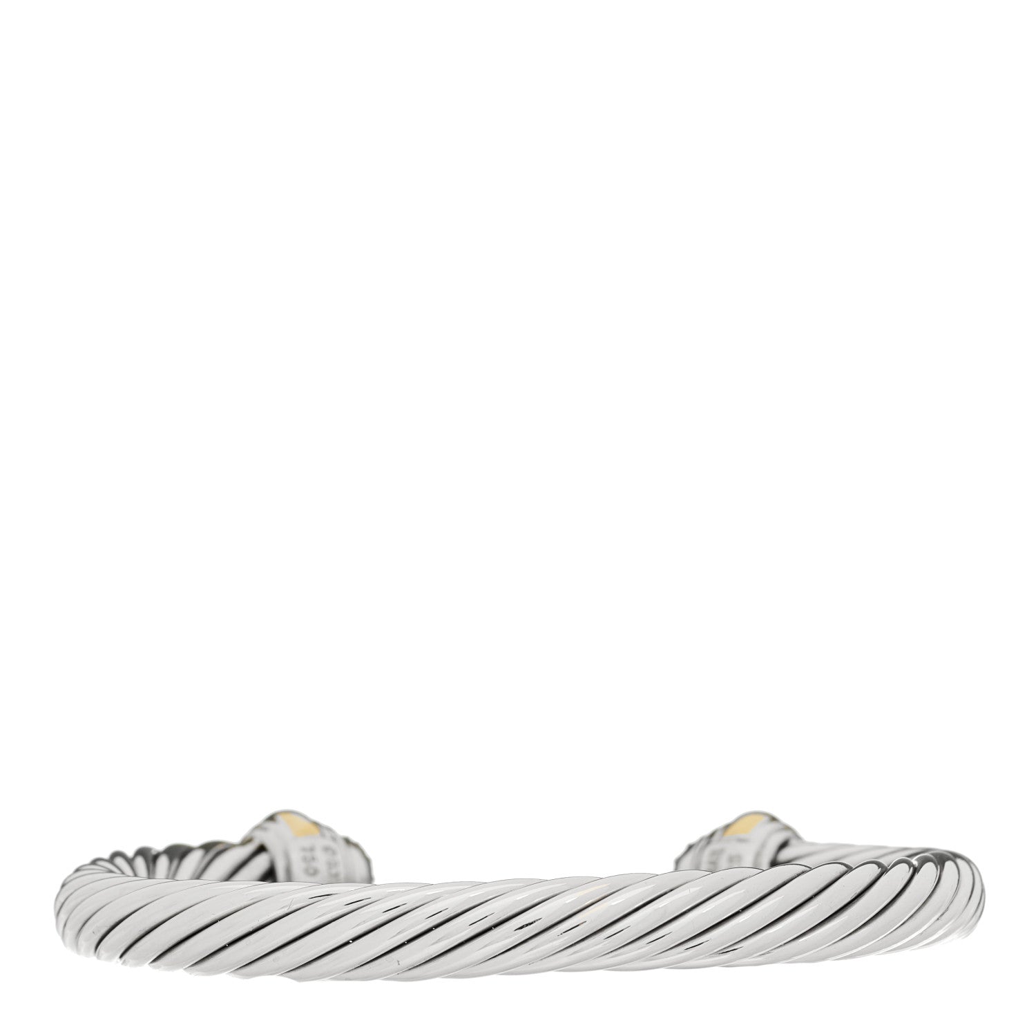 David Yurman Sterling Silver 18K Yellow Gold Diamond Pave 7mm Cable Classics Bracelet 2 of 3