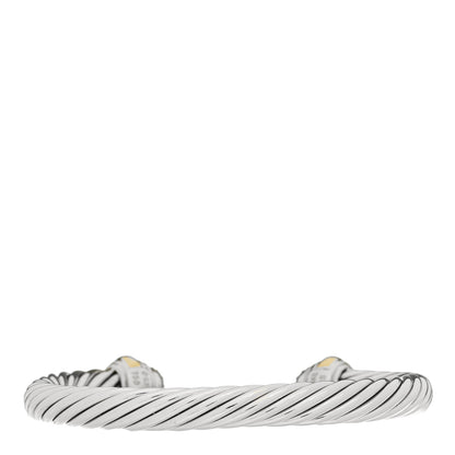 David Yurman Sterling Silver 18K Yellow Gold Diamond Pave 7mm Cable Classics Bracelet 2 of 3