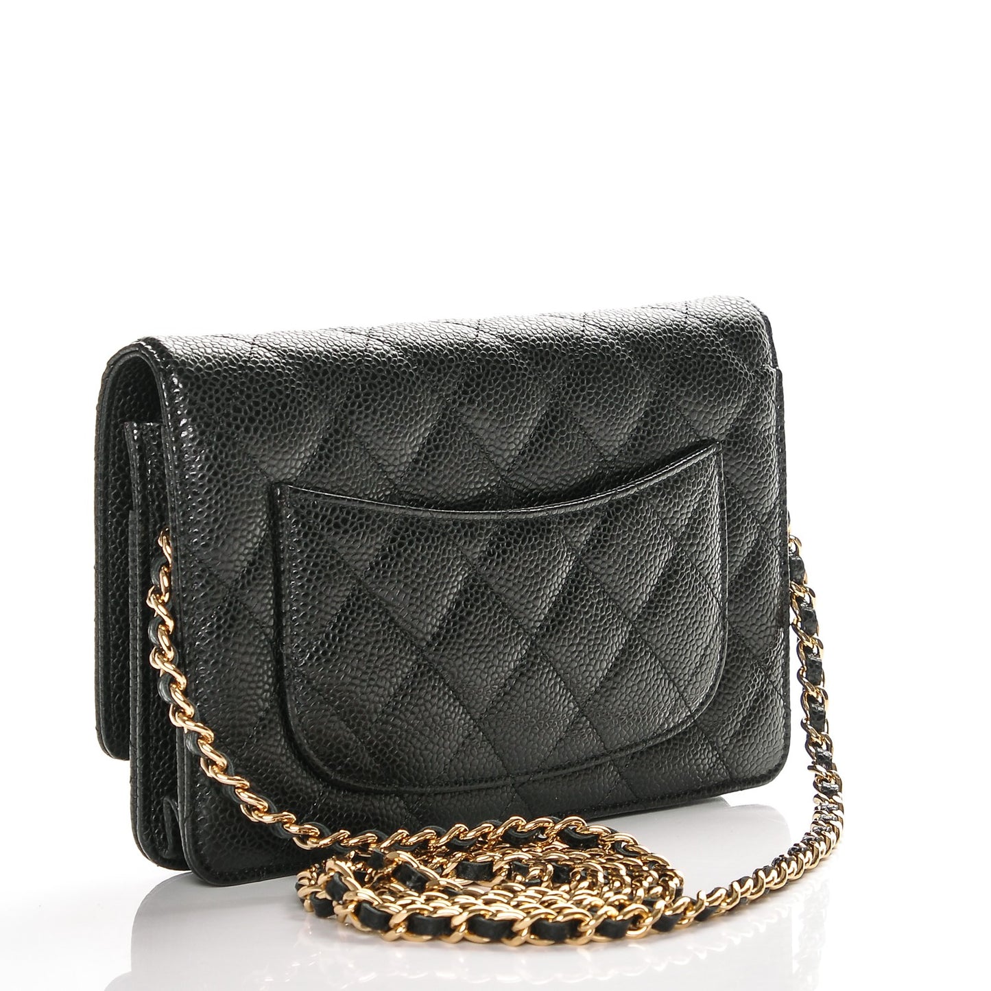 Caviar Quilted Wallet On Chain WOC Black