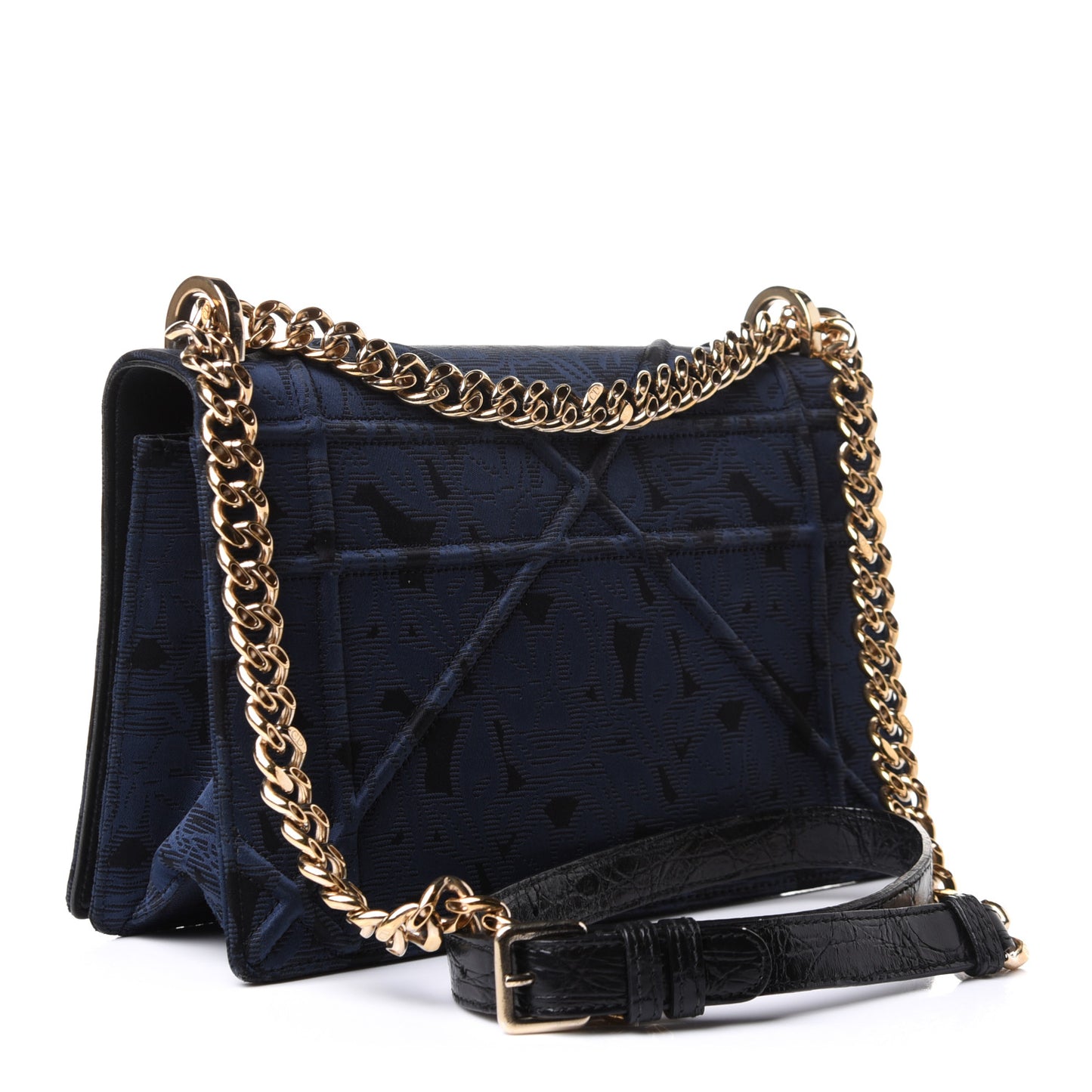 Jacquard Floral Medium Diorama Flap Bag Blue