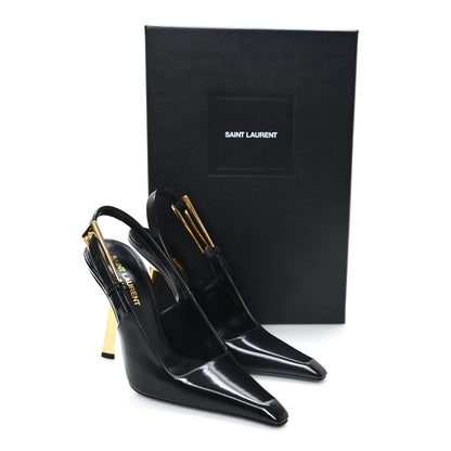 Saint Laurent Glazed Calfskin Lee Slingback Pumps Black 35 Black 10 of 10