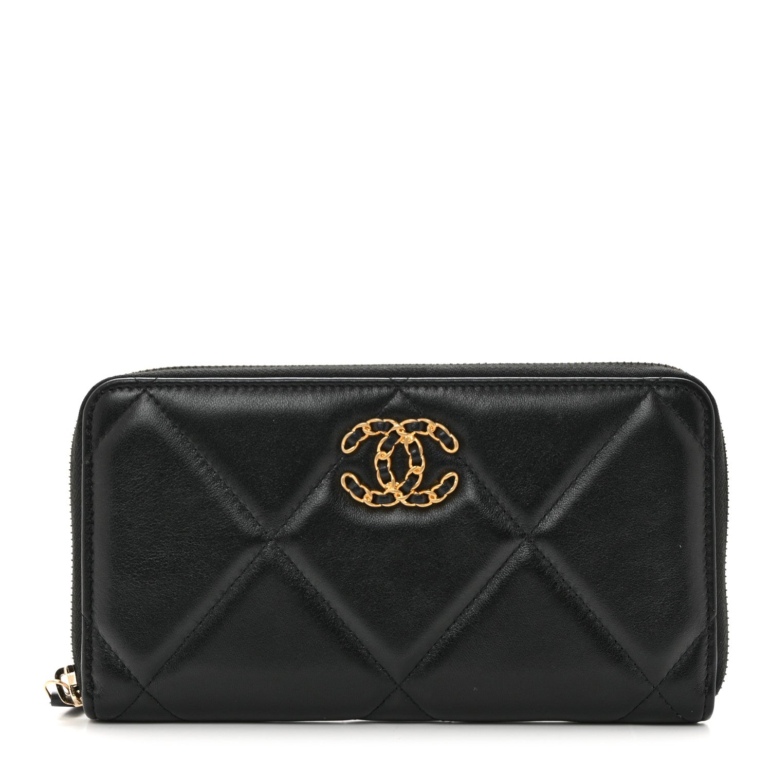 Chanel Lambskin Quilted 19 Long Zipped Around Wallet Black 1 of 9